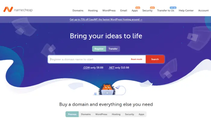 Namecheap a great choice for web hosting.